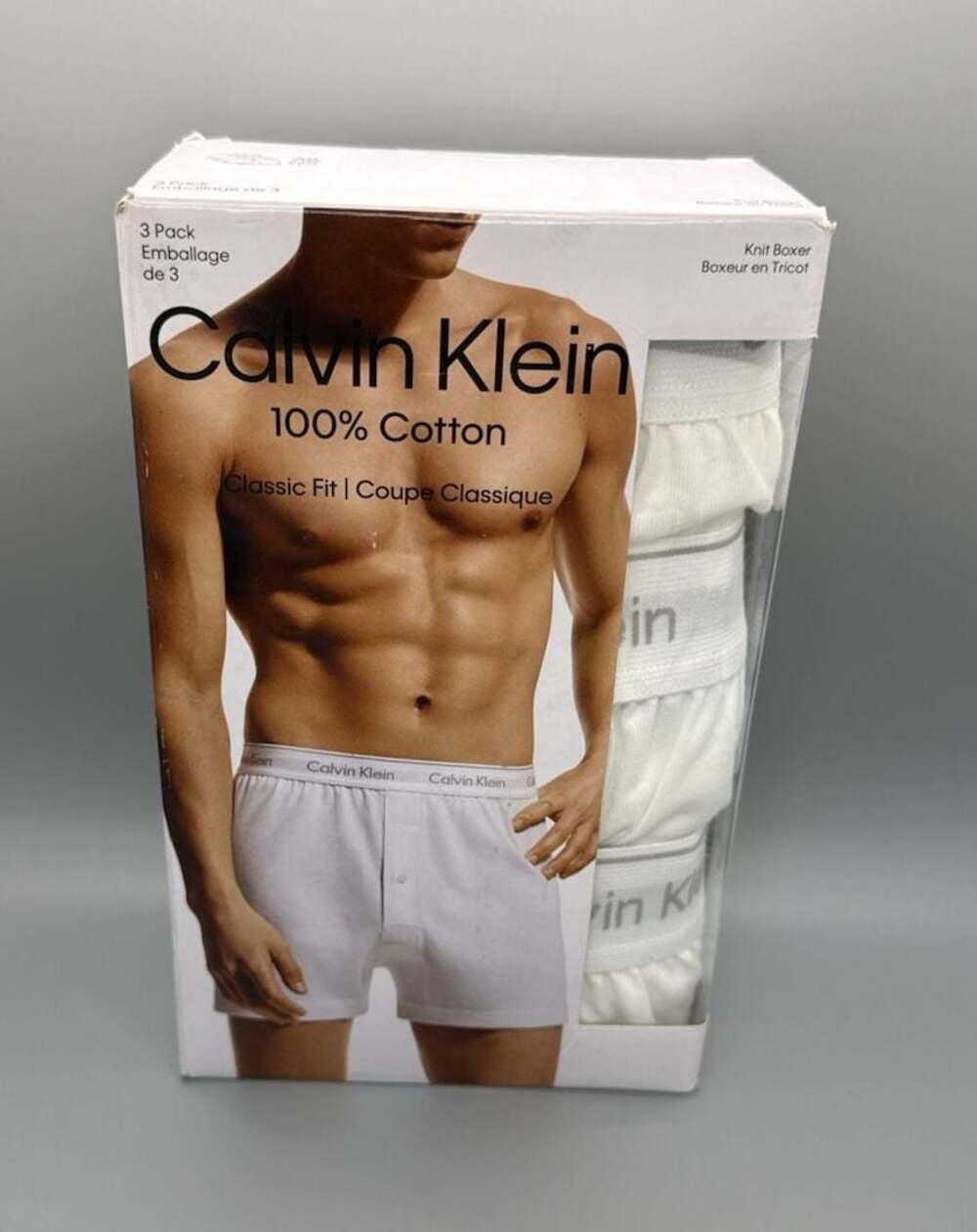 Men's Calvin Klein 3 Pack Classic Fit 100% Cotton Knit Boxers XXL White 2019 NIB